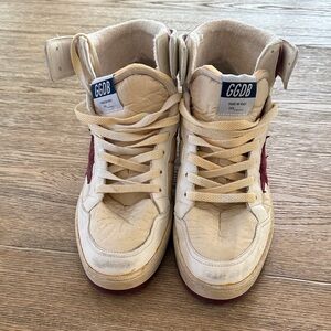Golden Goose Men's High-Top Sneakers - Beige and Burgundy